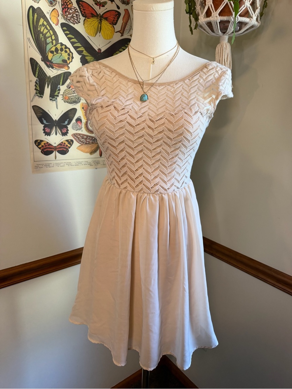Love Culture Cream Lace Fit-and-Flare Mini Dress